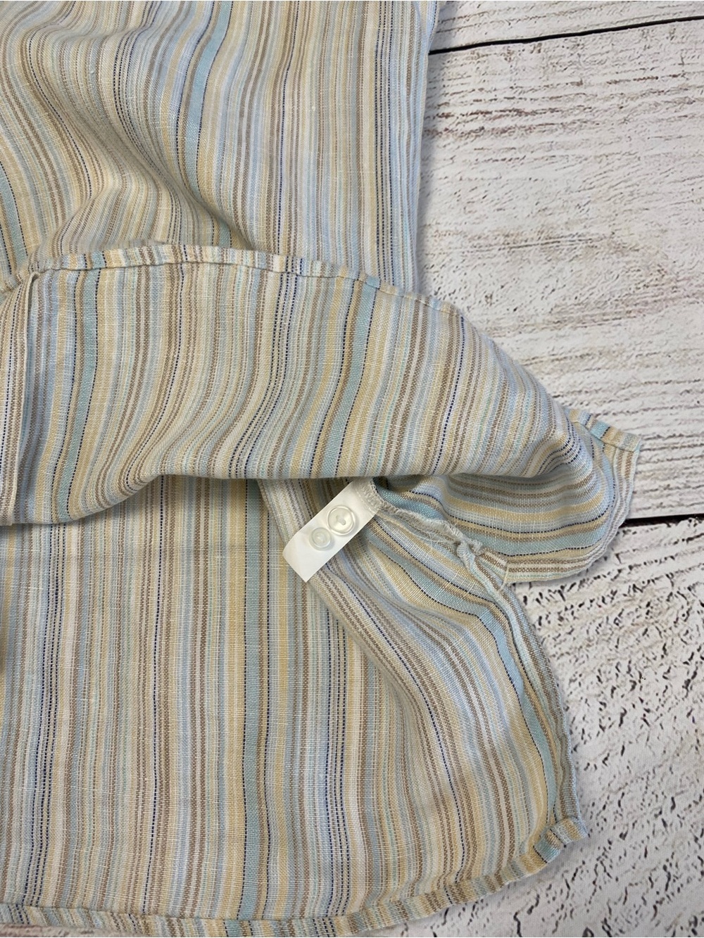 L.L. Bean Linen Striped Button-Up Shirt Long Sleeve Medium - Picture 12 of 12